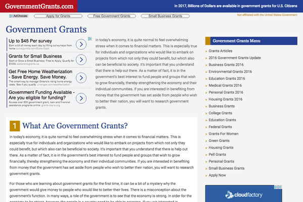 GovernmentGrants.com - Government Grants - Adam Sawicki Toronto Web Developer